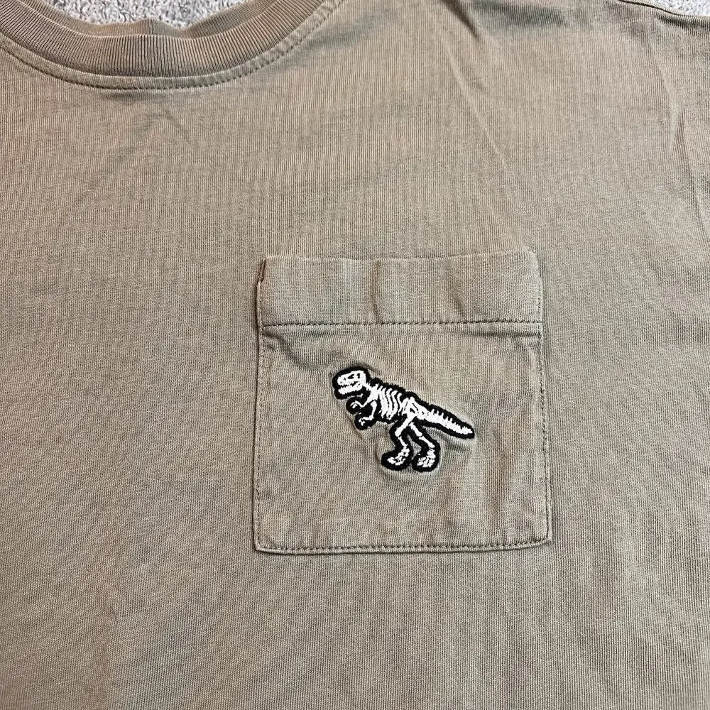 Old Navy Boys L 10-12 Short Sleeve Pocket T-Shirt Navy Green Cotton DinosaurB444